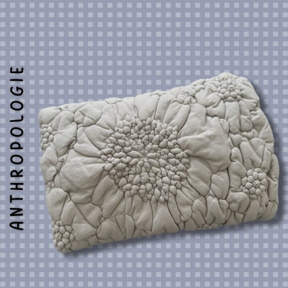 {Anthropologie} Pair of Dahlia Embossed Pillow Shams - Picture 1 of 5